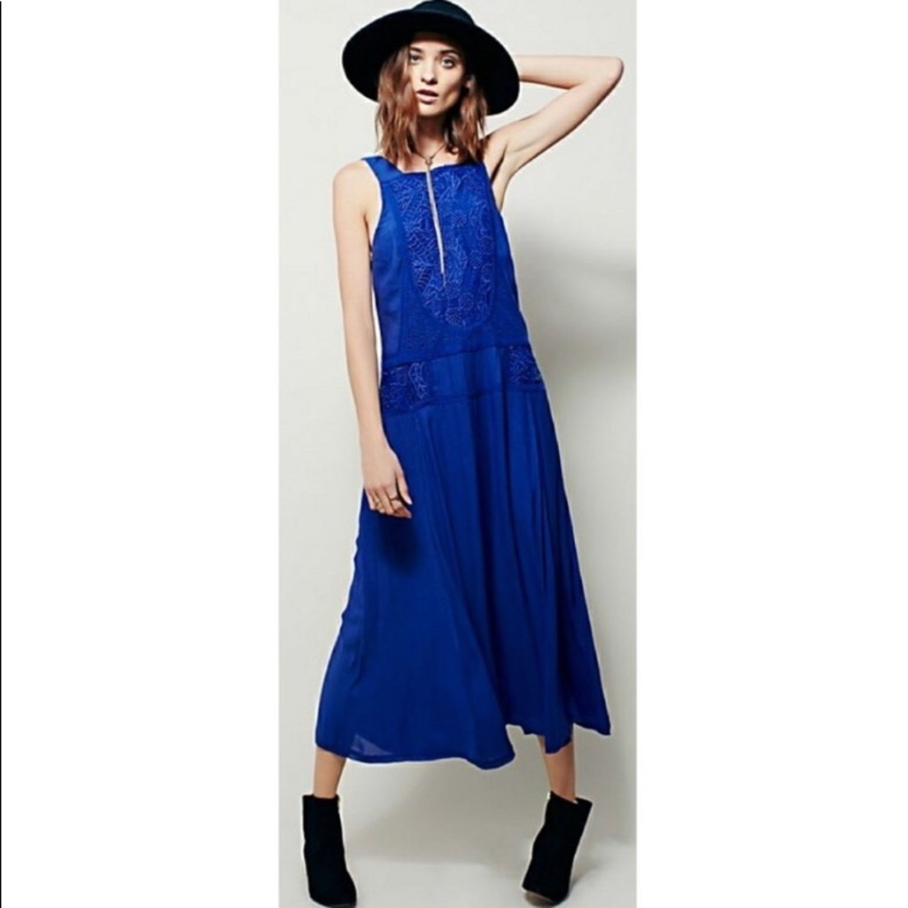 Free People Blue Midi Dress size small